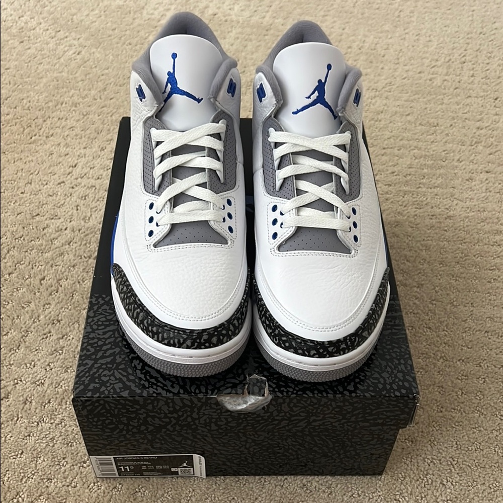 Jordan Sneakers - White, Blue, Gray